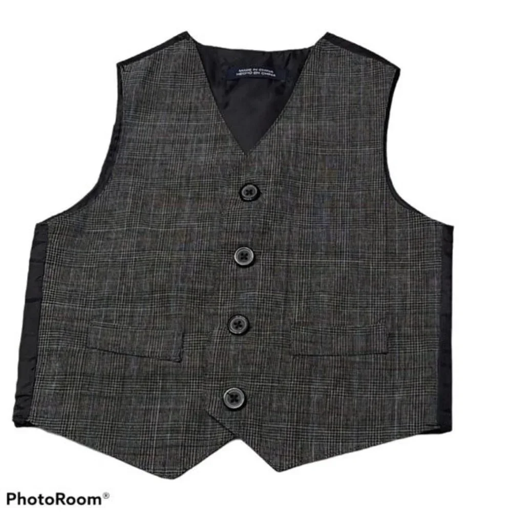 Nautica toddler glen check plaid formal suit vest 24M